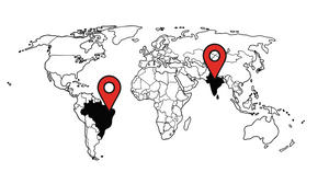 Origin map for Brazílie • Indie
